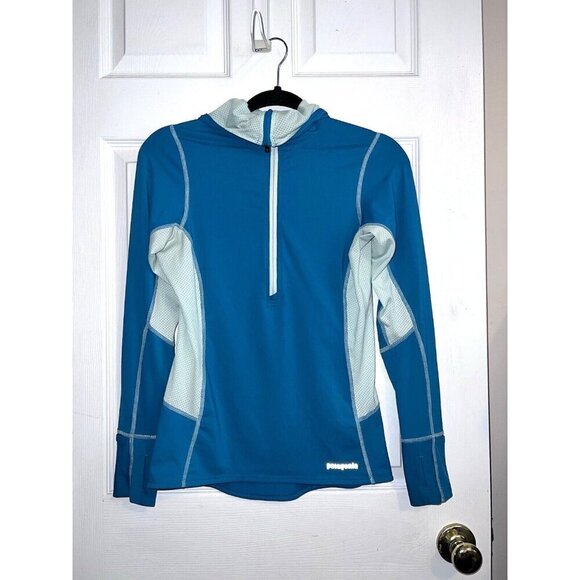 PATAGONIA Women's 1/4 Zip Lightweight Hooded Active Running Top Stretch Sz XS - Picture 1 of 10